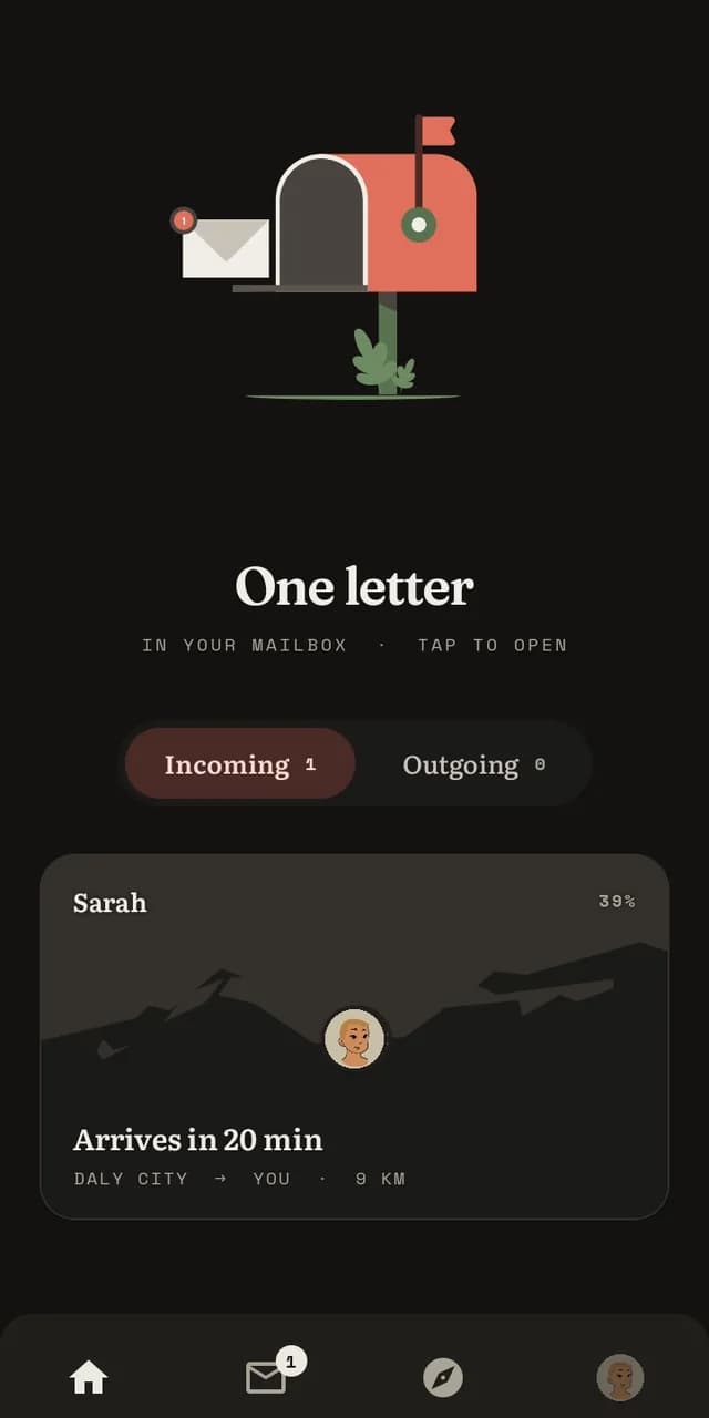 One letter waiting in the mailbox
